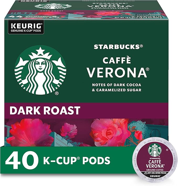 Starbucks K-Cup Coffee Pods, Dark Roast Hot or Iced Coffee, Caffè Verona, 40 Keurig Pods