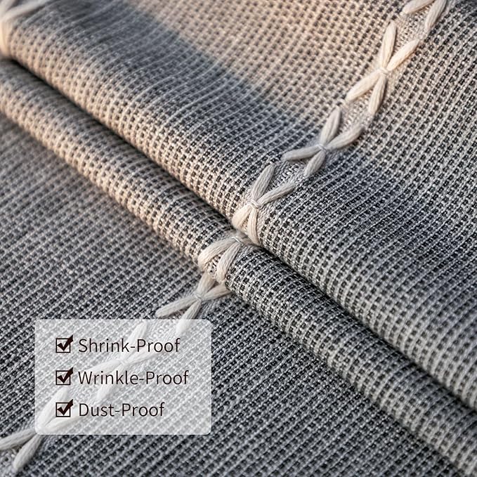 Deep Dream Tablecloth, Embroidered Waterproof Table Cloth Cotton Linen Wrinkle Free Anti-Fading Tablecloths Washable Dust-Proof Table Cover for Kitchen Dinning Party Christmas, 55 x 86 Inch - New Gray