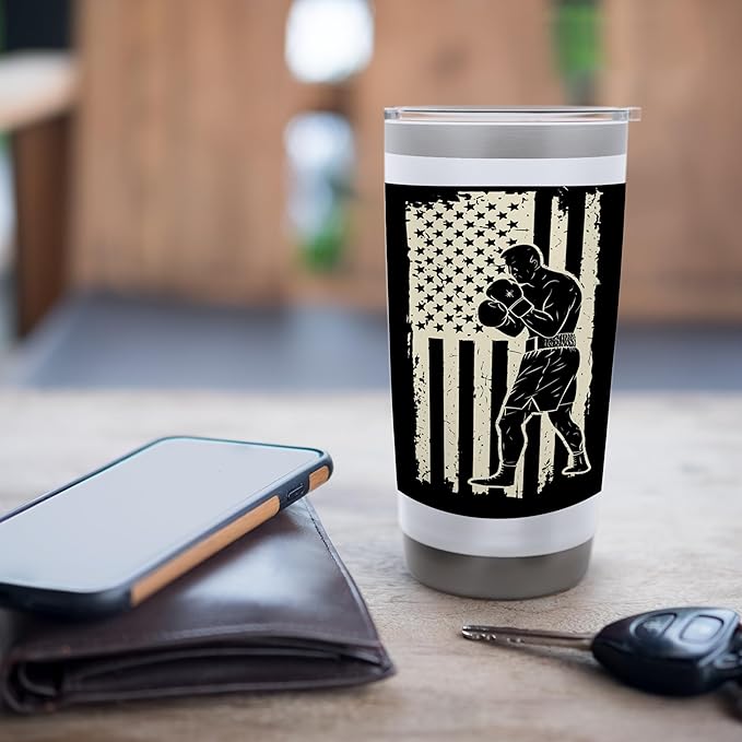 American Flag Boxing Patriotic Boxer Stainless Steel Insulated Tumbler