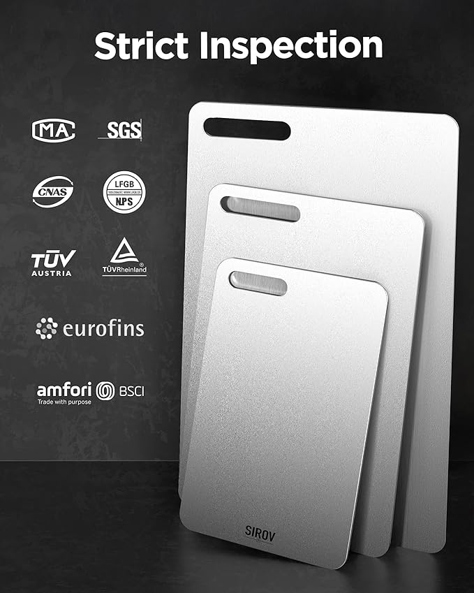 Katuchef Titanium Cutting Board for Kitchen, 100% Pure Titanium Cutting Board Food Grade,Non Toxic chopping board, Dishwasher safe, Easy to Clean(3PCS)