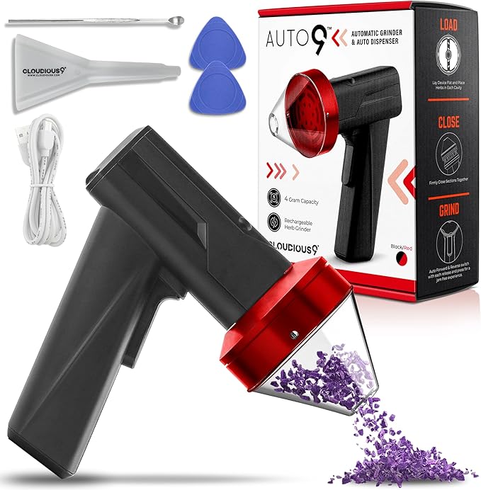 2.5" Large Electric Grinder Herb Grinder, Auto Spice Grinder with Auto Dispensing (Black Red)