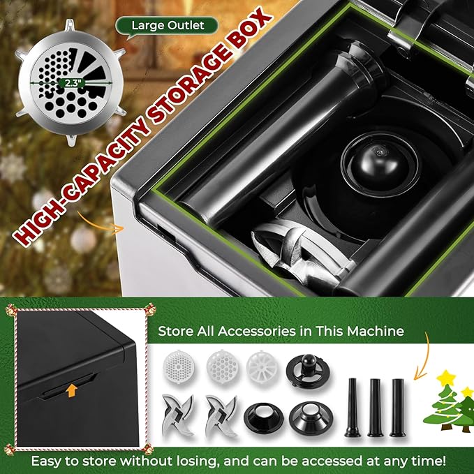 Meat Grinder Electric 3200w High Capacity Commercial Heavy Duty Meat Grinder and Sausage Stuffers, Kubbe Kit for Household Use & Commercial