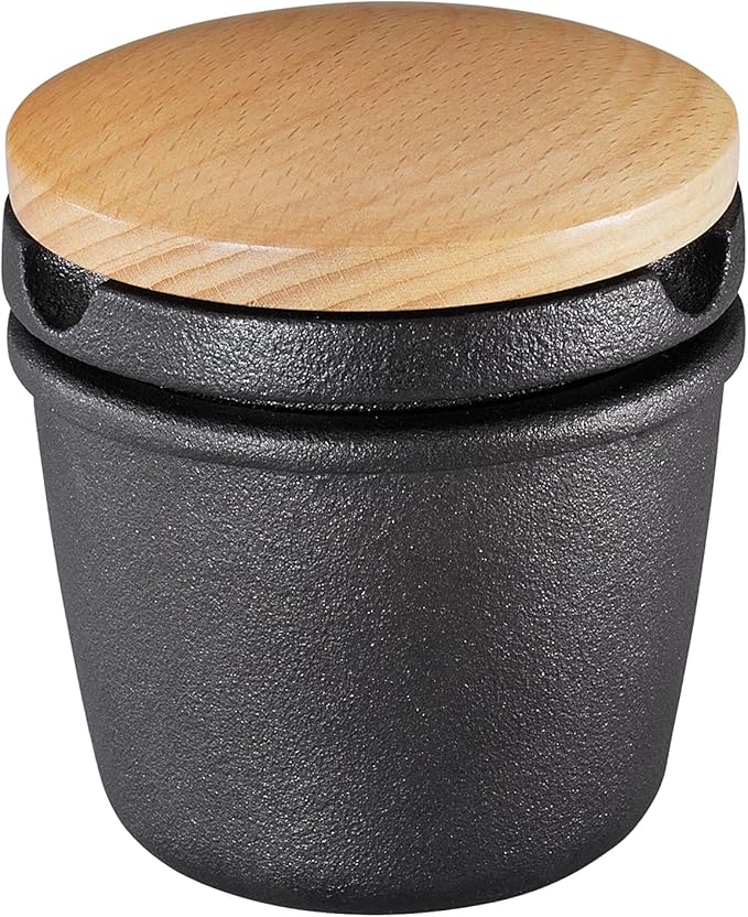 Zassenhaus Cast Iron Spice Grinder Set with Beech Wood Lid, Spice Mill, Herb and Seed Grinder, 3 Inches (Black)