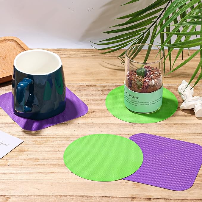 4pcs Jar Opener Gripper Pads, Rubber Jar Grippers Multi-function Jar Opener for Seniors with Weak Hands Kitchen Coasters (Green, Purple)