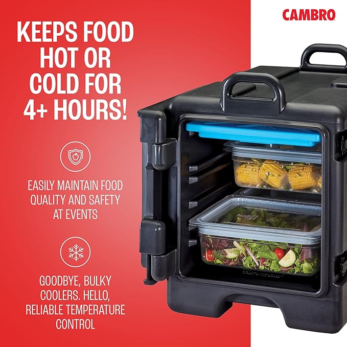Cambro Insulated Food Pan Carrier - Hotbox and Food Warmer for Catering & Transport - Front Load UPC300 Series (Black)