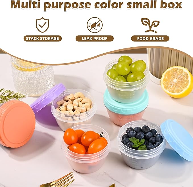 RXRRXR Salad Dressing Containers To Go 4oz Small Condiment with Lids Reusable Bpa-Free Leakproof Dipping Sauce Cups for Snack,Kitchen Storage,Camping,Travel (4OZ-6 pack)