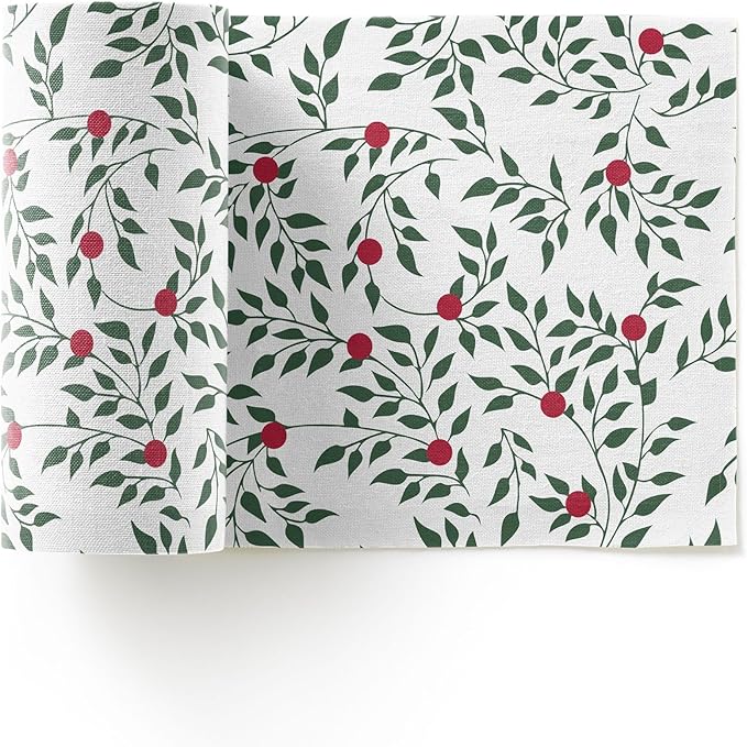 MY DRAP Cotton Cloth Cocktail Napkins Leaves Xmas (4.3 x 4.3 in - 50 Per Roll) Perfect for Christmas, Holidays, Events, Hosting, Parties, Leaf Pattern