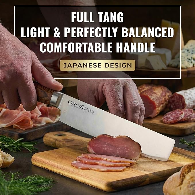Cutluxe Nakiri Knife – Ultra Sharp 7" Vegetable Japanese Knife for Chopping, High Carbon Stainless Steel Blade, Full Tang Pakkawood Handle – Shinobi Series