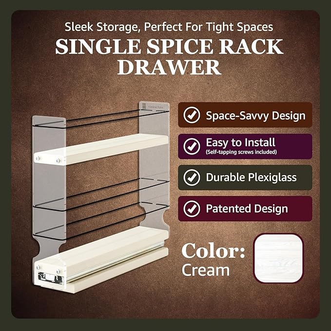 Vertical Spice Narrow Spice Rack -Sliding Spice Jars Organizer - Pantry Organizers & Storage - Slide Out Drawers for Kitchen Cabinets -Seasoning Caddy (2.3" W x .9.25" H x 10.6"D, Partially Assembled)