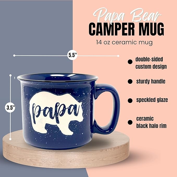 Large Mama Bear & Papa Bear 15 oz Coffee Mug Gift Set - Cute Coffee Cup Set for Men and Women - Unique Fun Gifts for Parents, Couples, Grandparents for Birthdays, Mother's Day, Father's Day, Christmas