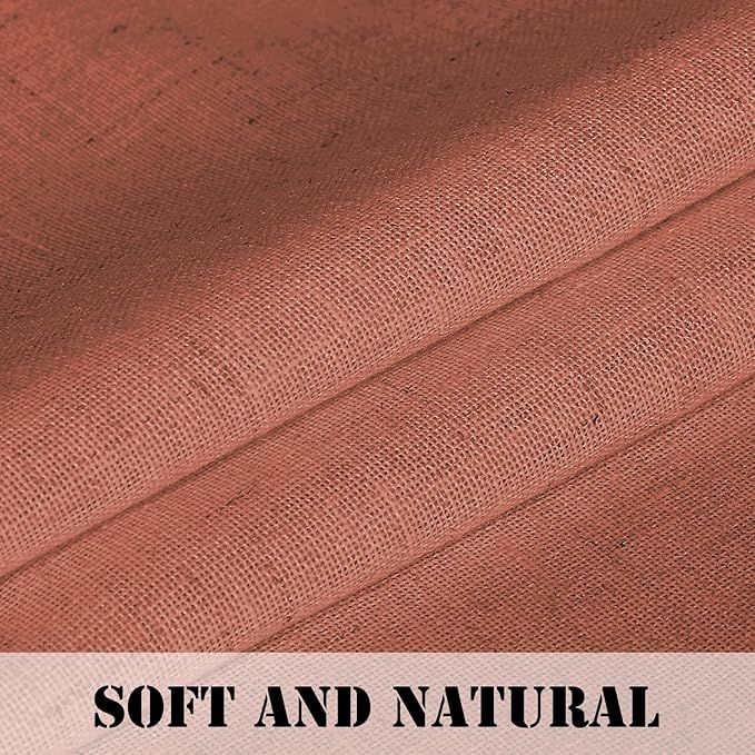 H.VERSAILTEX Linen Curtains Elegant Natural Linen Semi Sheer Curtains Energy Light Filtering Rod Pocket Window Treatments Panels for Living Room (Set of 2, Terracotta, 52 inch W X 63 inch L)