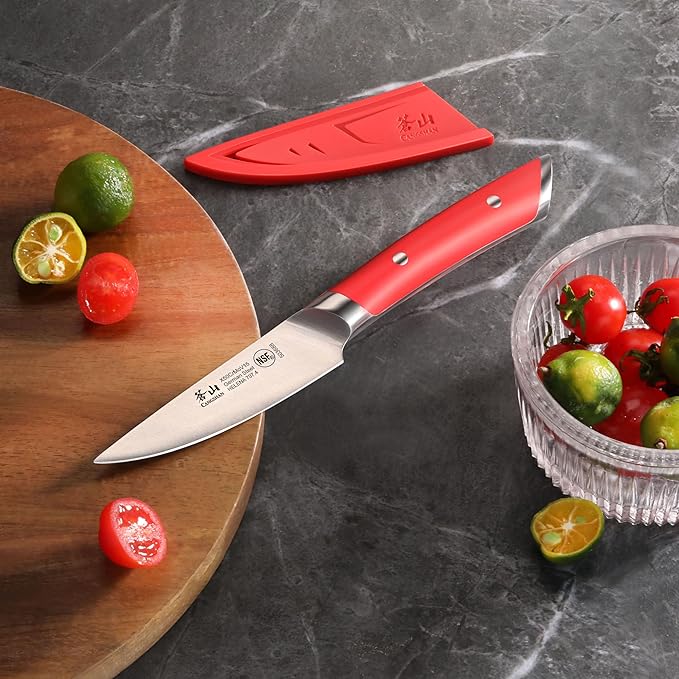 Cangshan HELENA Series German Steel Forged 3.5" Paring Knife with Sheath (Red)