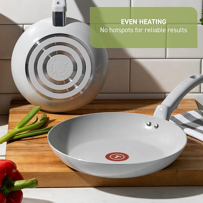 T-Fal Refresh Ceramic Pots and Pans Set, Nonstick Cookware, 20-Piece, Oven Safe to 350°F, Ceramic Cookware Set, Stockpot, Griddle, Frying Pans, Utensils, Dusty Rose