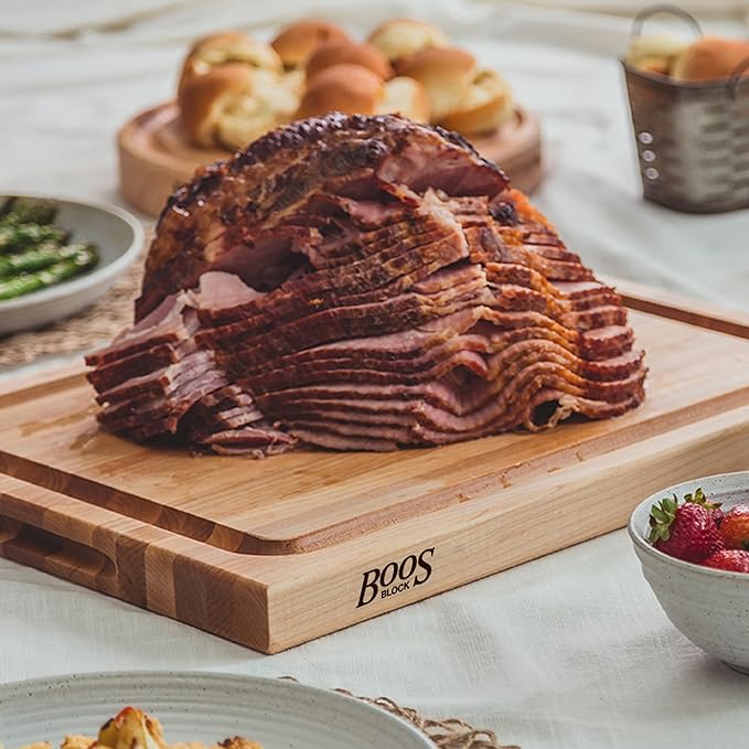 John Boos CB Series Rectangular Wooden Maple Cutting Board 20”x15” – 1.5” Thick, 12-lb Reversible Butcher Block with Juice Groove, Edge-Grain & Finger Grips – Made in the USA