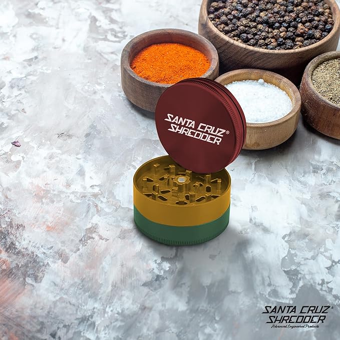 Santa Cruz Shredder Metal Spice Grinder Made in USA (Large (2.7 Inch), Rasta)