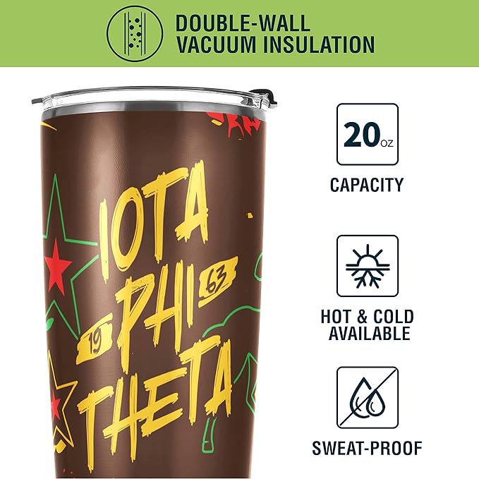 Iota Phi Theta Officially Vendor - 20 oz Stainless Steel Insulated Sublimation Tumbler - Stars - Fraternity Paraphernalia