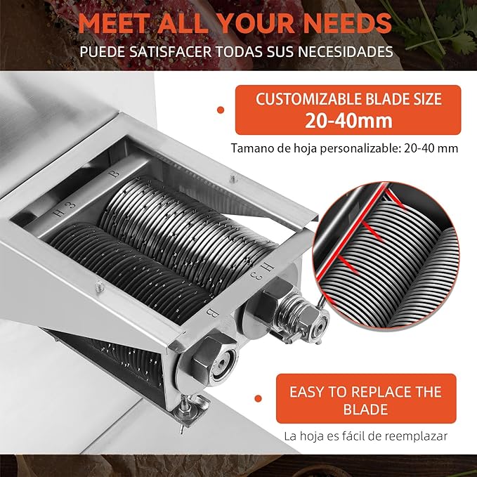 NEWTRY 35mm/1.4inch Commercial Meat Cutter, 110V Electric Cutting Machine, 1100LB/H Slicer Shredder for Restaurant, Boneless Meat