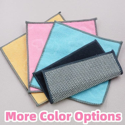 6 Pack Multipurpose Wire Dishcloths, Non-Scratch Dishwashing Rags, Double-Layer Microfiber Metal Dish Rags for Washing Dishes, Wet or Dry Reuseable for Cookware/Pan Housework Clean-7.87''x7.87''