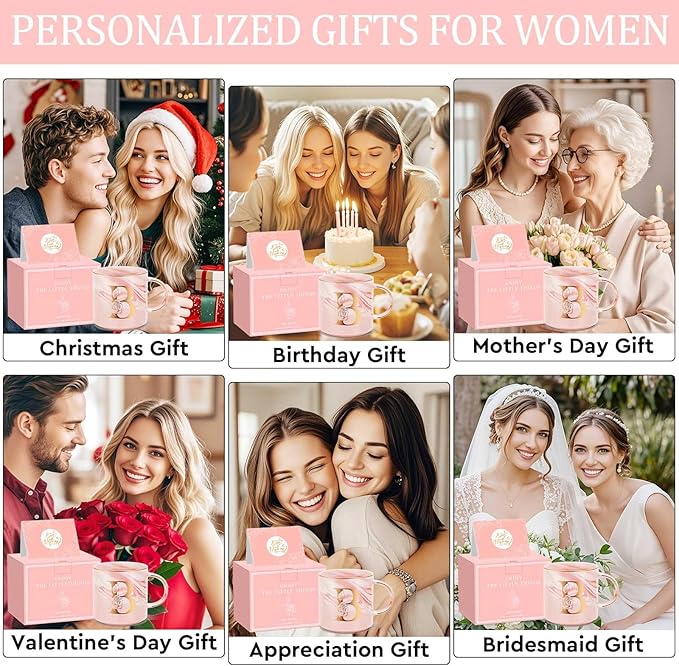 Personalized Gifts for Women Coffee Mug, Initial Customized Gift Monogrammed A-Z Coffee Mug 12 OZ, Christmas Anniversary Birthday Gifts for Women Mom Grandma Friend Sister Wife (B)