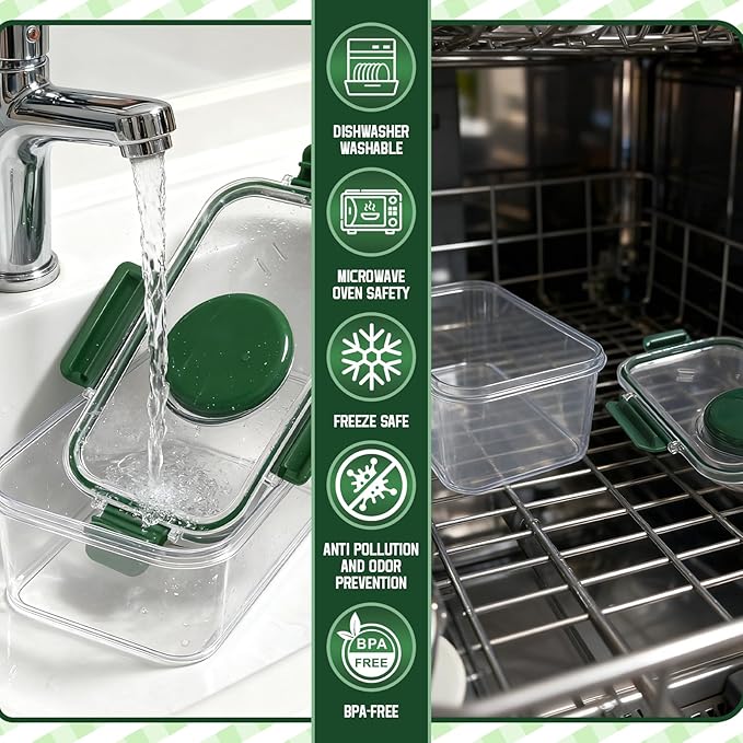 Upgrade Salad Container with Dressing Cup & Fork - Leakproof Airtight Salad Pod, BPA-Free & Dishwasher Safe, 8.27×5.5×4.33in Compact Meal Prep Container for Office/Picnic (Green)