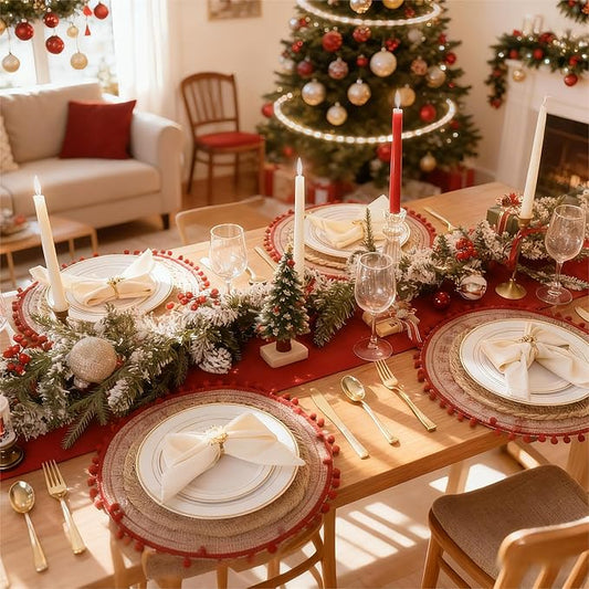 350 Pieces White and Gold Plastic Plates - 50 Guest Dinnerware Set Include 100 Plates, 50 Gold Plastic Silverware, 50 Paper Napkins and 50 Cups for Christmas Party,Wedding