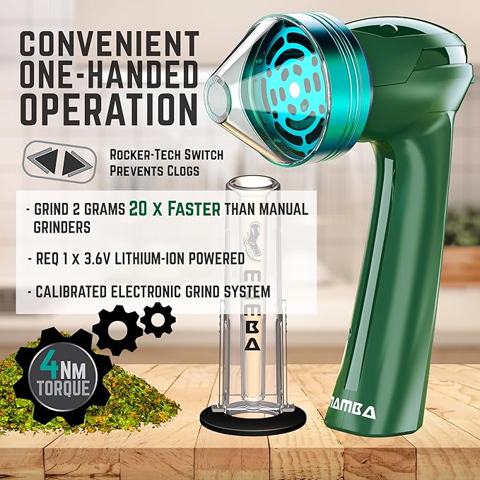 Mamba Electric Herb Grinder, 2g Spice Grinders with Loading Tool, USB Rechargeable & Portable Metal Mill for Herbs and Kitchen,Mamba Loader XL