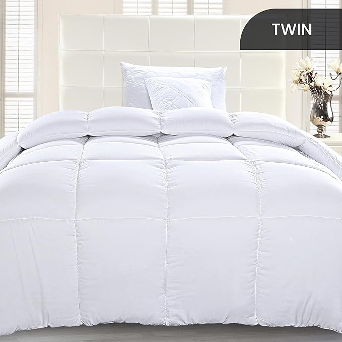 Utopia Bedding Comforter Duvet Insert, Quilted Comforter with Corner Tabs, Box Stitched Down Alternative Comforters Twin Size (White, Pack of 2)