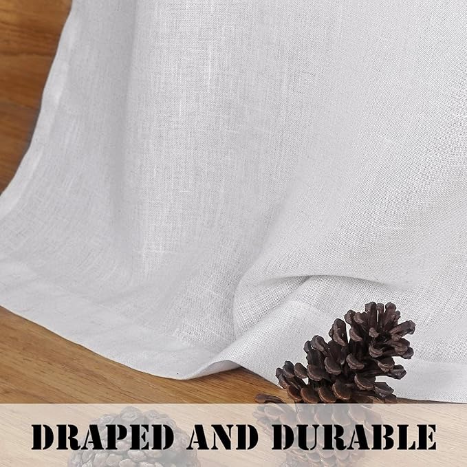 H.VERSAILTEX Light Filtering Linen Textured Curtains for Living Room Window Treatment Durable Privacy Added Draperies/Drapes/Panels/Treatment, Rod Pocket (2 Pack, 52 by 54 Inch, Heathered White)