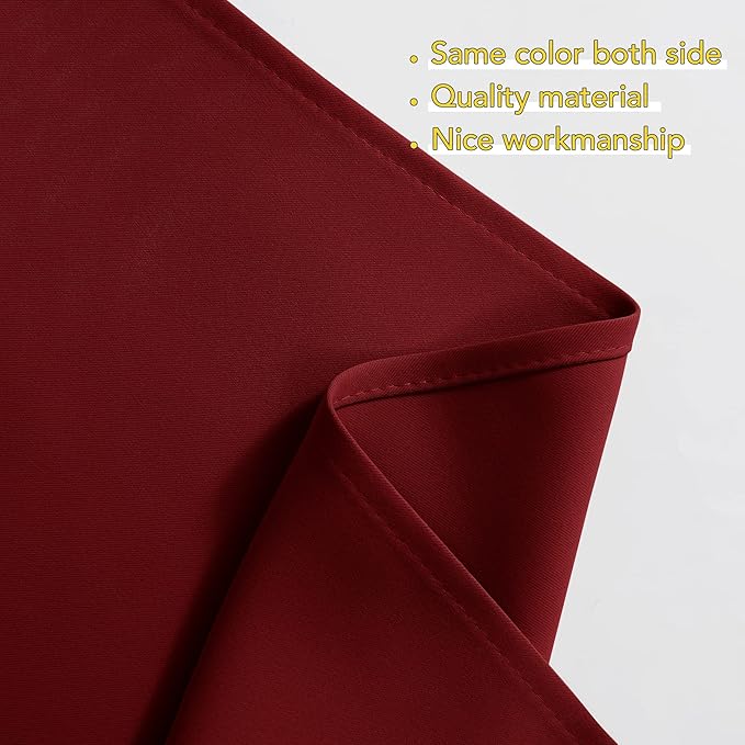 NICETOWN Blackout Pole Pocket Kitchen Tier Curtains- Tailored Scalloped Valance/Swags for Living Room/Home Decor/Thanksgiving (One Set, 36" W X 36" L Each Panel, Burgundy)