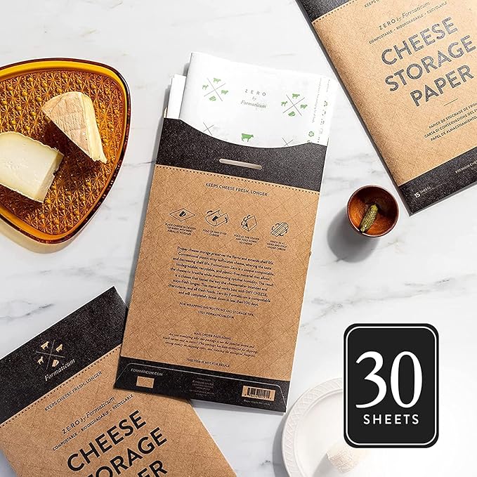 Formaticum 30-Pack Zero Cheese Storage Paper, Compostable, Biodegradable, and Plastic-Free Paper to Keep Cheese and Charcuterie Fresh, Kitchen Organization 9 x 13 Inches