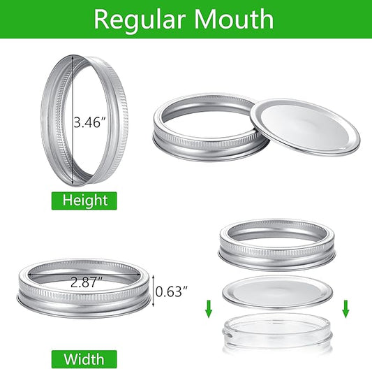 72Pcs Canning Lids with Rings Wide Mouth, for Ball, Kerr Jars - Split-Type Metal Mason Jar Lids for Canning - 100% Fit & Airtight for Regular Mouth Jars (36Lids+36Rings for Wide Mouth)