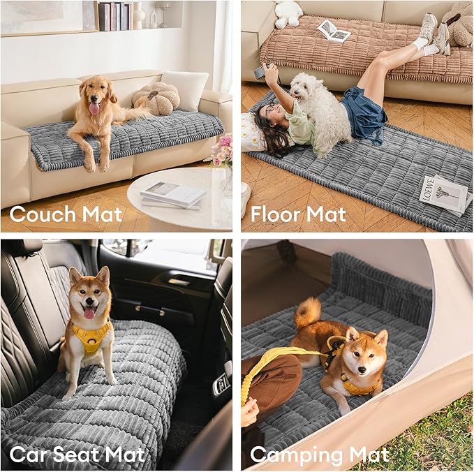 FUNNY FUZZY Pet Couch Covers for Sofa, Washable Dog Couch Cover Protector for Dogs, Flannel Couch Covers for Dogs Pet Friendly Pets Mat Bed (Blue-Grey, 19.7"x19.7")