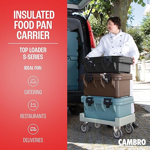 Cambro UPCS140110 Stackable Top Loading S-Series Ultra Pan Carriers, 12.3 Quart, Polypropylene, Black, NSF