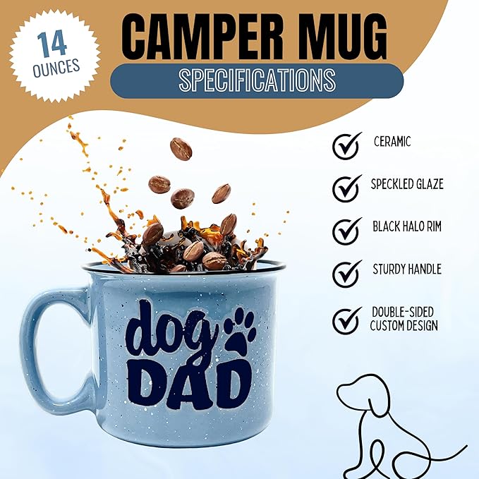 Dog Mom and Dog Dad - Cute Funny 15 oz Coffee Mug Gift Set for Dog Lovers, Dog Parents - Fur Mama - Unique Fun Gifts for Pet Lovers - Large Sturdy Ceramic Travel Coffee Cups & Mugs with Quotes