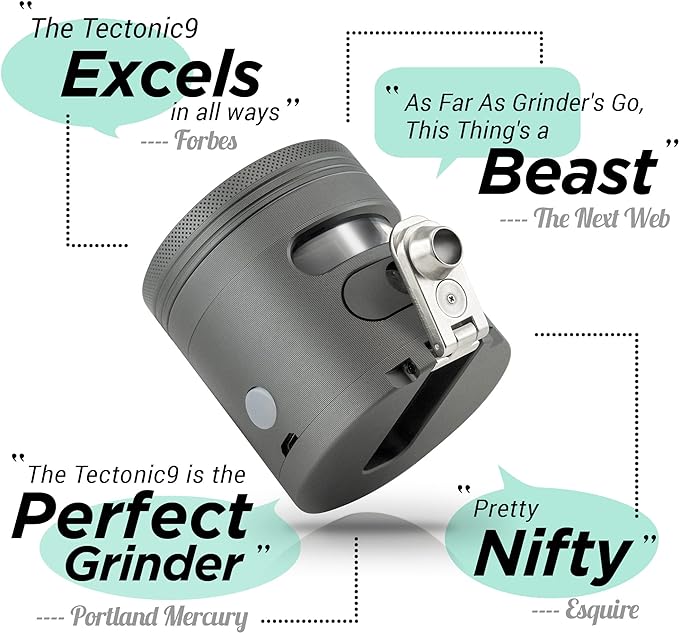 Cloudious9 - Tectonic9 Manual Grinder Automatic Dispenser Large 2.5" Aluminum Alloy (Black), For Home & Kitchen Only