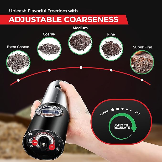 Salt and Pepper Shakers Set Electric with USB - Best Electric Salt and Pepper Grinder Set - Rechargeable Salt and Pepper Grinders - Automatic Salt and Pepper Grinder Set with LED Light - Salt Grinder