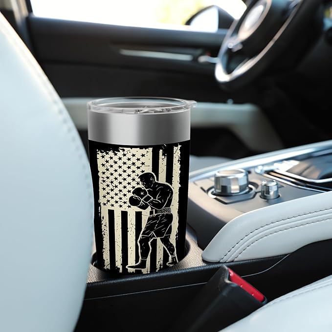 American Flag Boxing Patriotic Boxer Stainless Steel Insulated Tumbler