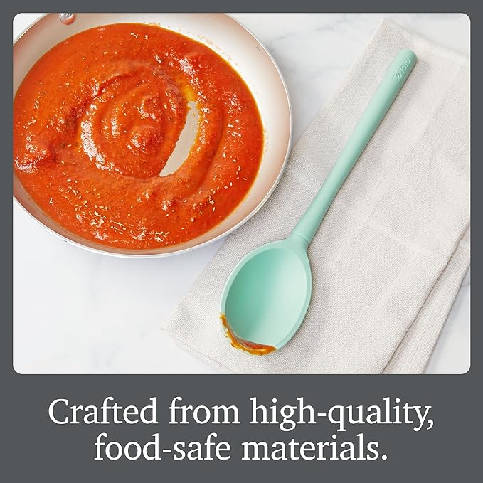 Tovolo Flex Core Silicone Cooking Utensils Set of 5 Slotted Turner Spatula Spoons Fork Ladle Non Stick Dishwasher Safe Heat Resistant Kitchen Tools for Cooking Baking Serving Prep Aqua Seafoam Green