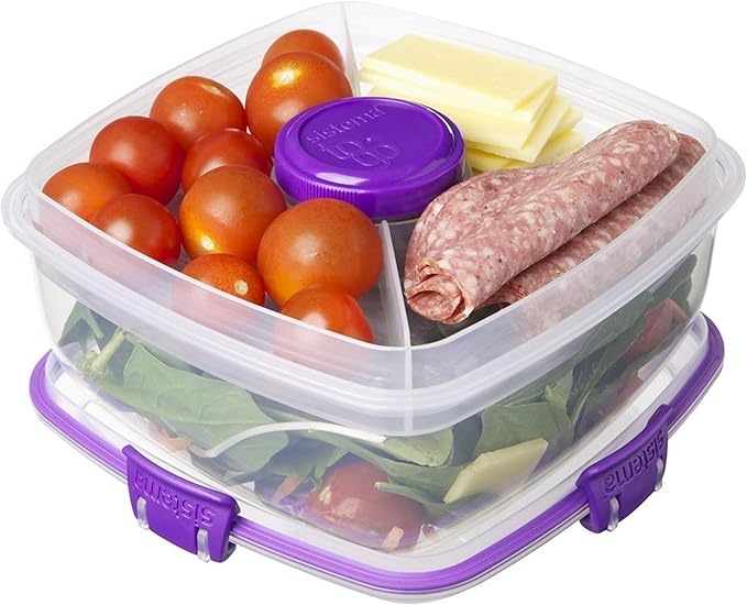 4/Pack Sistema Klip It Salad To Go Container Freezer 4.5 Cup Assorted Colors