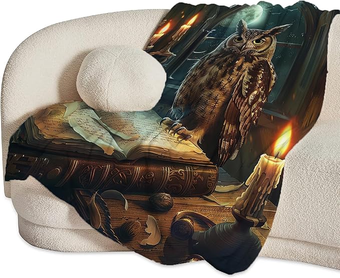 Owl Blanket Owls Gifts for Women Girls Book Throw Blanket Cozy Plush Fleece Flannel Lightweight Fuzzy Party Blankets for Bed Decor 60"X50"