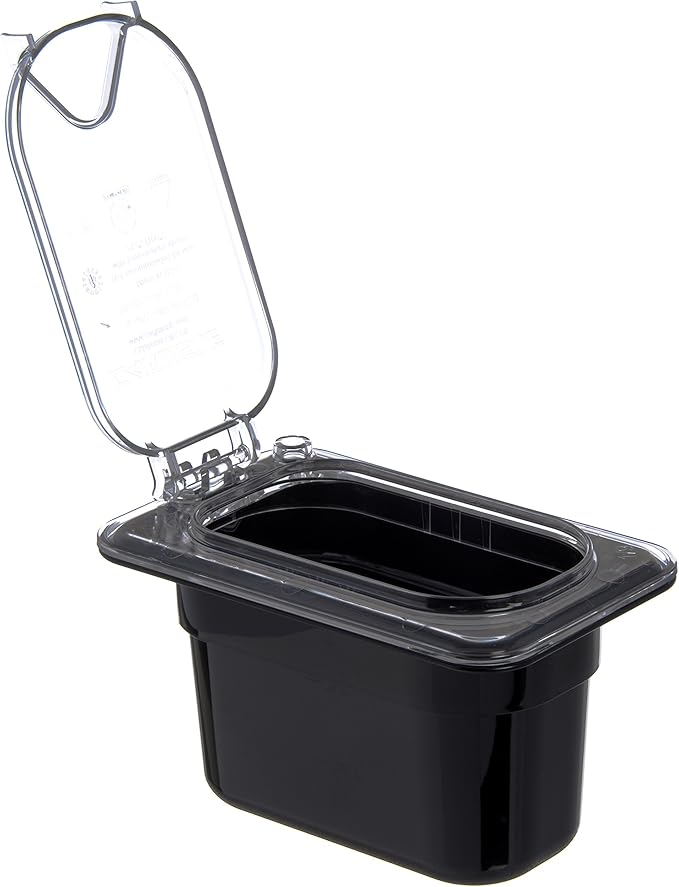 Carlisle FoodService Products Storplus Food Storage Container Food Pan, Chafing Pan for Catering, Buffets, Restaurants, Polycarbonate (Pc), 1/9 Size 4 Inches Deep, Black, (Pack of 6)