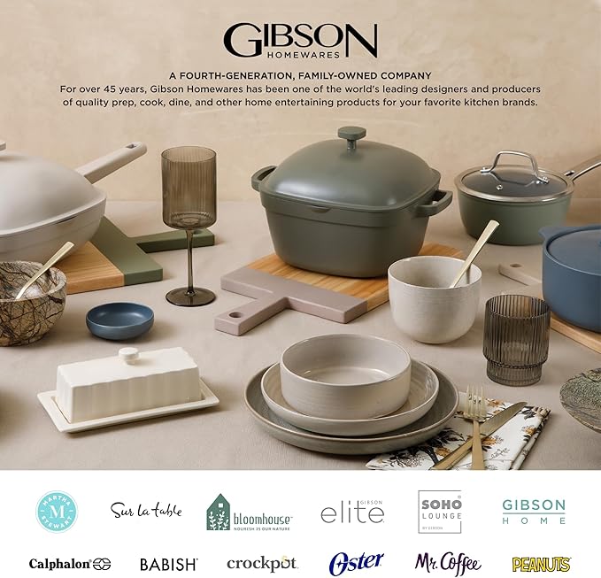 Gibson Elite Oyster Tide Embossed 12 Piece (Service for 4) Plates and Bowls Reactive Glaze Round Dishes Stoneware Ceramic Dinnerware Set, White