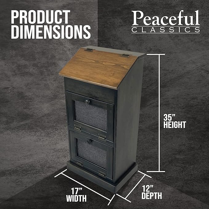 Peaceful Classics Wooden Bread Bin, Decorative Onion Storage Bin, Wooden Vegetable Bin w/Lid for Kitchen Pantry, Mocha