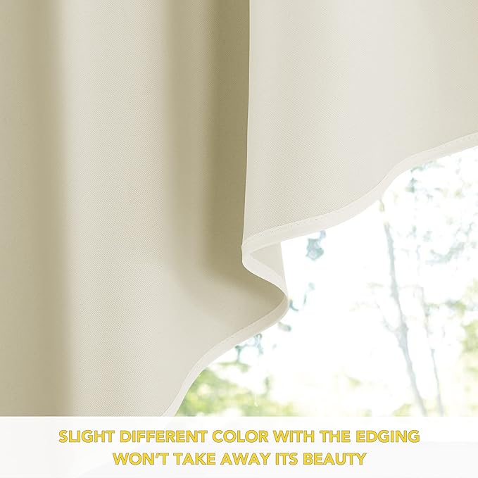 NICETOWN Swag Curtains for Kitchen Sink Topper, Farmhouse Light Blacoking Rod Pocket Window Curtain Valances for Living Room, 36" Wide x 36" Long Each Panel, 1 Pair, Light Beige