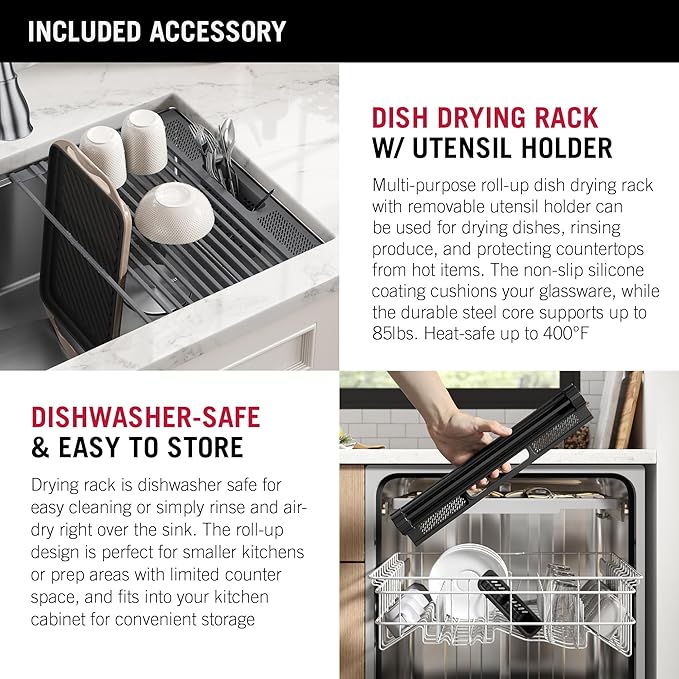 DELTA FAUCET 95B932-27S-SS Lorelai Workstation Kitchen Sink Undermount Stainless Steel Single Bowl with WorkFlow Ledge and Chef’s Kit of 6 Accessories