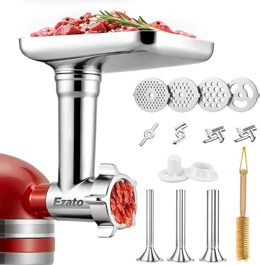 Meat Grinder Attachments for KitchenAid, Sausage Stuffer, Compatible with KitchenAid Stand Mixer of All Models, Aluminum Alloy, Not Dishwasher Safe
