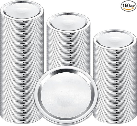 Canning Lids for Ball, Kerr Jars - Split-Type Metal Mason Jar Lids for Canning - Food Grade Material, 100% Fit & Airtight for Regular Mouth Jars (Wide Mouth (100 Pcs))