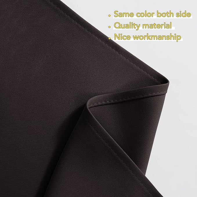 NICETOWN Blackout Pole Pocket Kitchen Tier Curtains, Tailored Scalloped Valance/Swags for Bedroom/Thanksgiving (2 Pieces, W36 X L63 inches Each Panel, Brown)