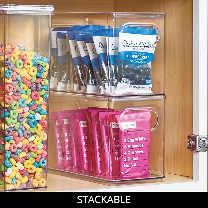 iDesign Slim Clear Plastic Stackable Storage Bin - Narrow Fridge, Pantry, or Kitchen Cabinet Organizer, 2-Pack