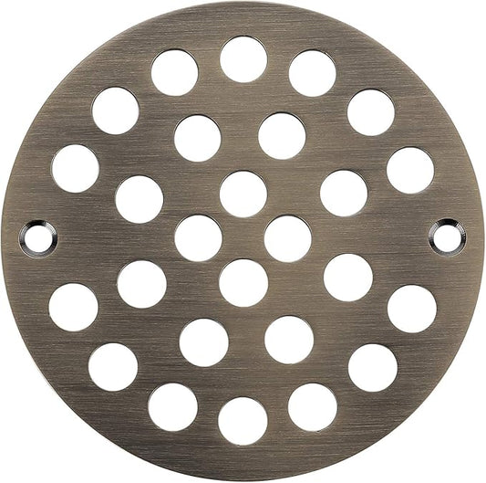 4-Inch Screw-in Shower Strainer Drain Cover Replacement Floor Strainer (Antique Brass)